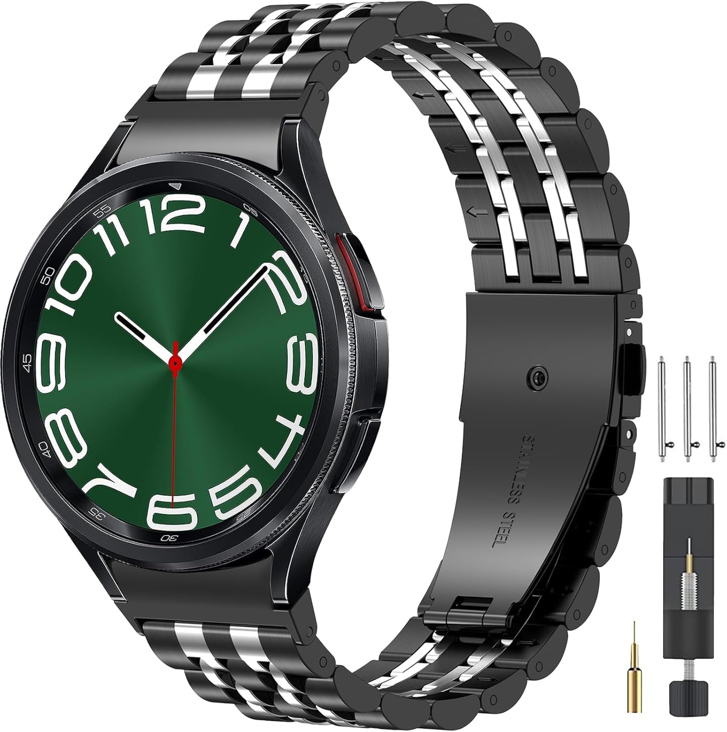 EZMVZKU Galaxy Watch 7/6/5/4/FE 40mm 44mm Stainless Steel Metal Band, No Gap Strap for SAMSUNG Galaxy Watch 6 4 Classic 42mm 43mm 46mm 47mm/5 pro 45mm,20mm Watchband for Men Women