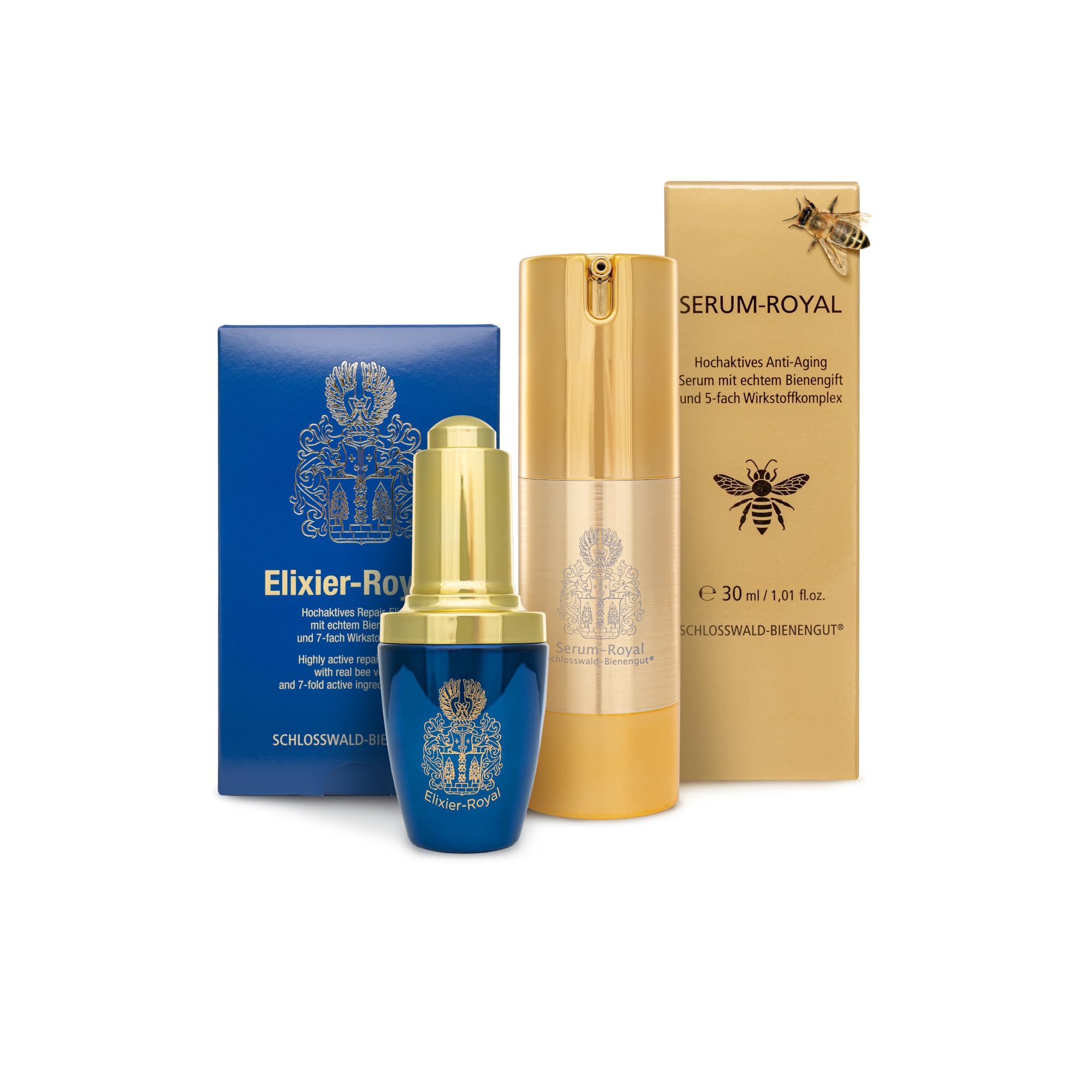 Serum-Royal 30 ml + Elixier Royal Bienengift 20 ml | Hochaktives Repair-Elixier Gesichtsserum & Repair-Elixier Gesichtsserum, Aufbau-Serum, unterstützt Kollagenaufbau