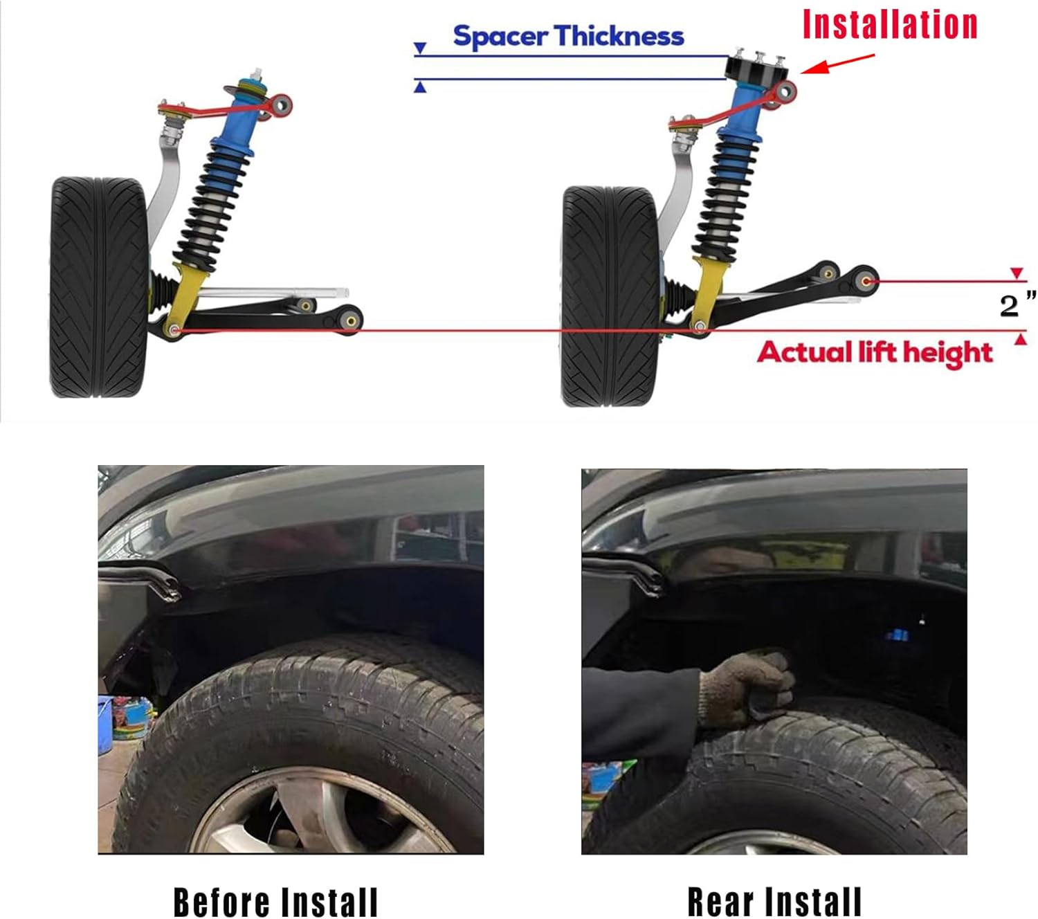 2" Front Leveling Lift Kit Spacers for Triton L200 MN ML MQ 2005-2023, Front Anastomotic Coil Shock Spacer Suspension Upper Kit