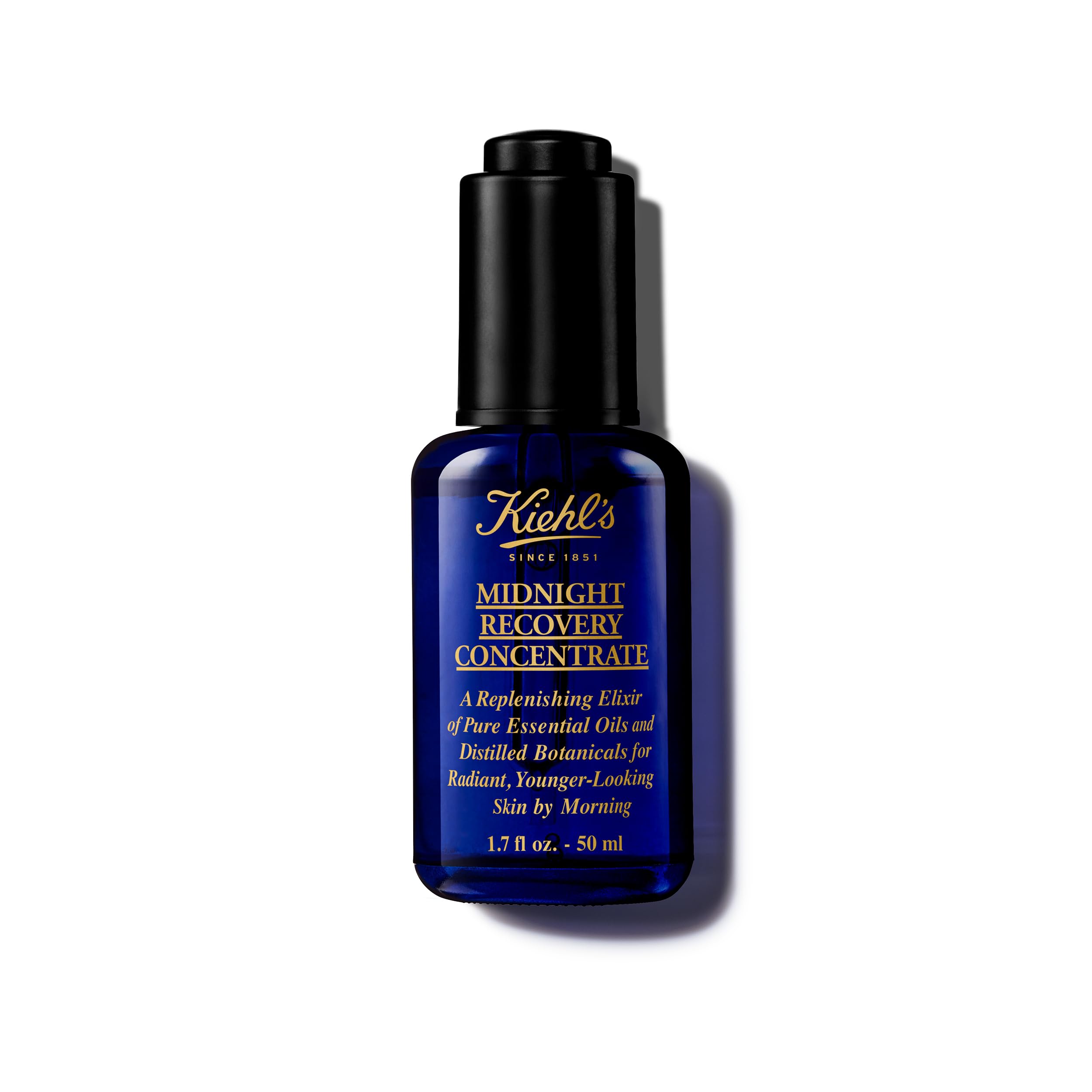 KIEHL'S Midnight Recovery Concentrate, natürliches Gesichtsöl mit Pflanzenextrakten, Anti-Aging-Nachtpflege zur Erholung der Haut über Nacht