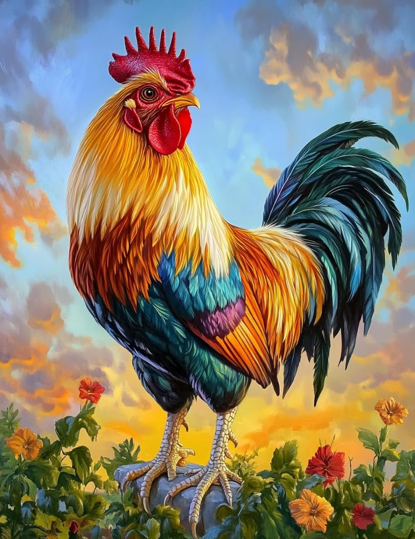 FanZheZhe Stamped Cross Stitch Kits for Adults Tapestry Kits for Adults Cross Stitch Kits Cross Stitch Kitscross Stitch Counted Cross Stitch Kits Rooster 11Ct50X70Cm