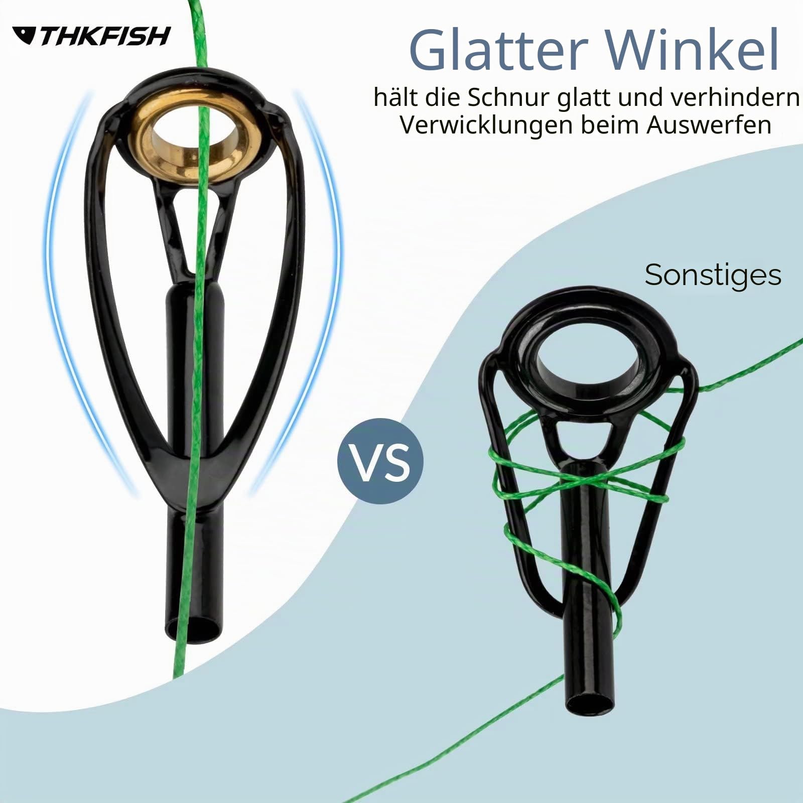 THKFISH Rutenspitzen-Reparaturset, 50 Stück, Angelrutenspitzen, Ersatzset, Stangenspitzen-Reparatur-Set mit Box, 10 Größen
