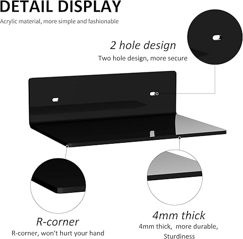 Miniatura 4 de Paquete de 2 estantes de pared de acrílico de 9 pulgadas, estante flotante para montaje en pared, repisas de acrílico para figuras Funko Pop,