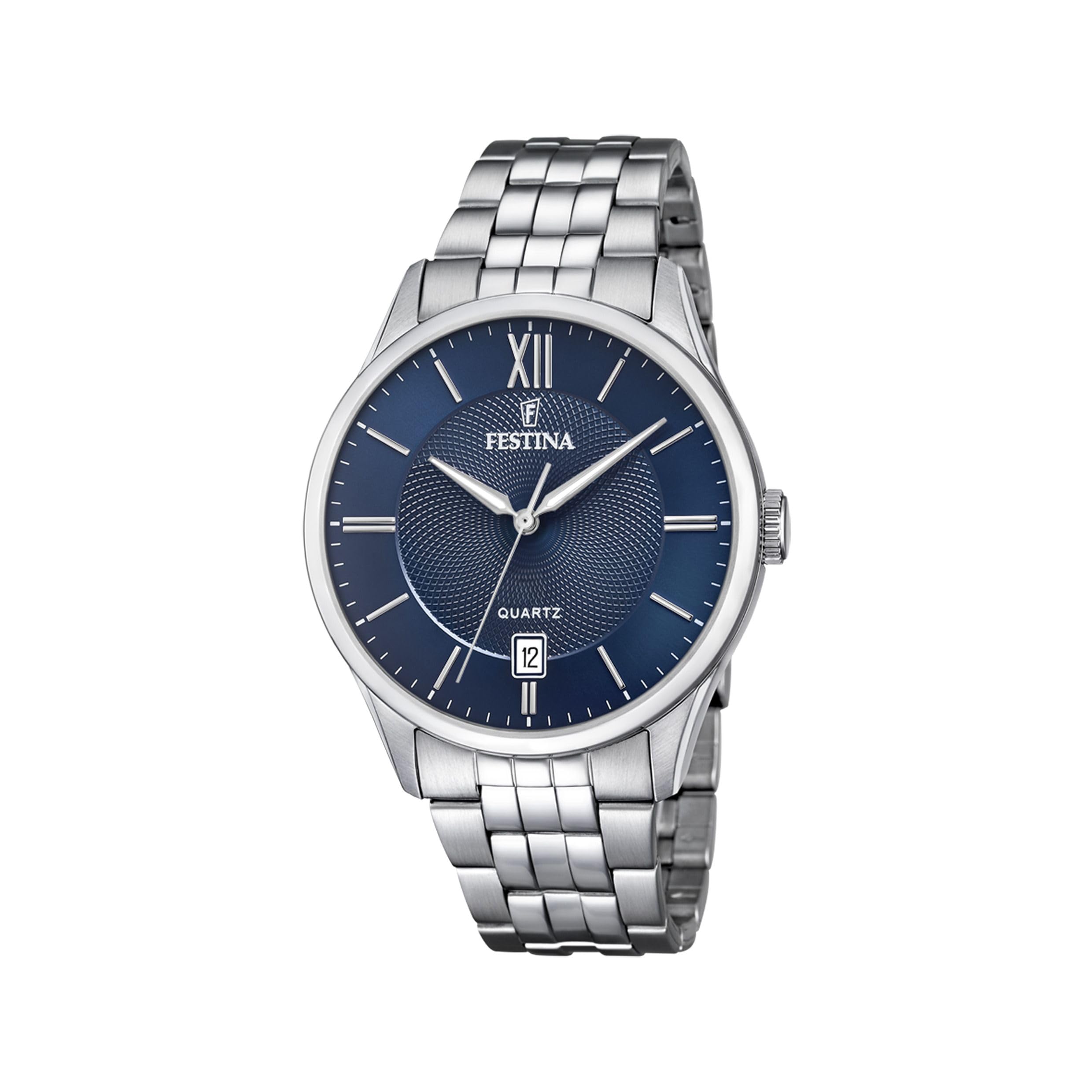 Festina Orologio Uomo Analogico in Acciaio Inossidabile 316L Argentato - Movimento al Quarzo - Calendario - Vetro Minerale ad Alta Resistenza - Impermeabile 5 ATM F20425/​2