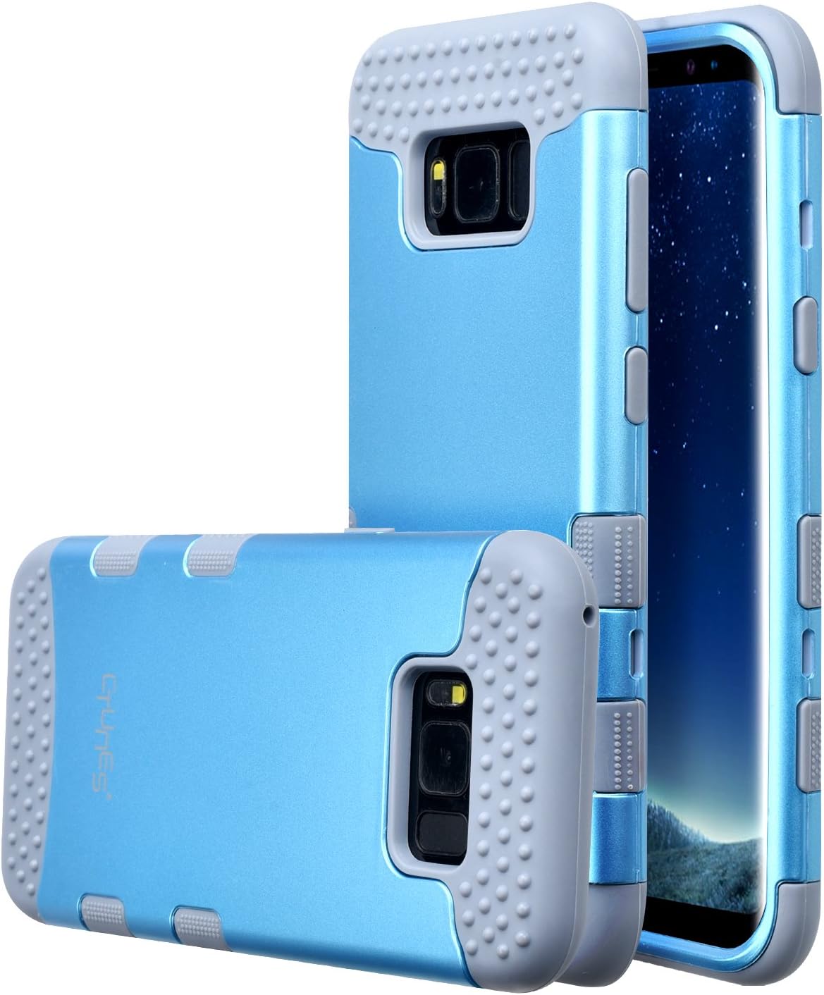 CTUNES Galaxy S8 Plus Case 3 in 1 Impact Defender Armor Cover Cases Full-Body Heavy Duty Protective Bumper Case Shockproof Hard PC Soft Silicone Combo Case for Samsung Galaxy S8 Plus Blue