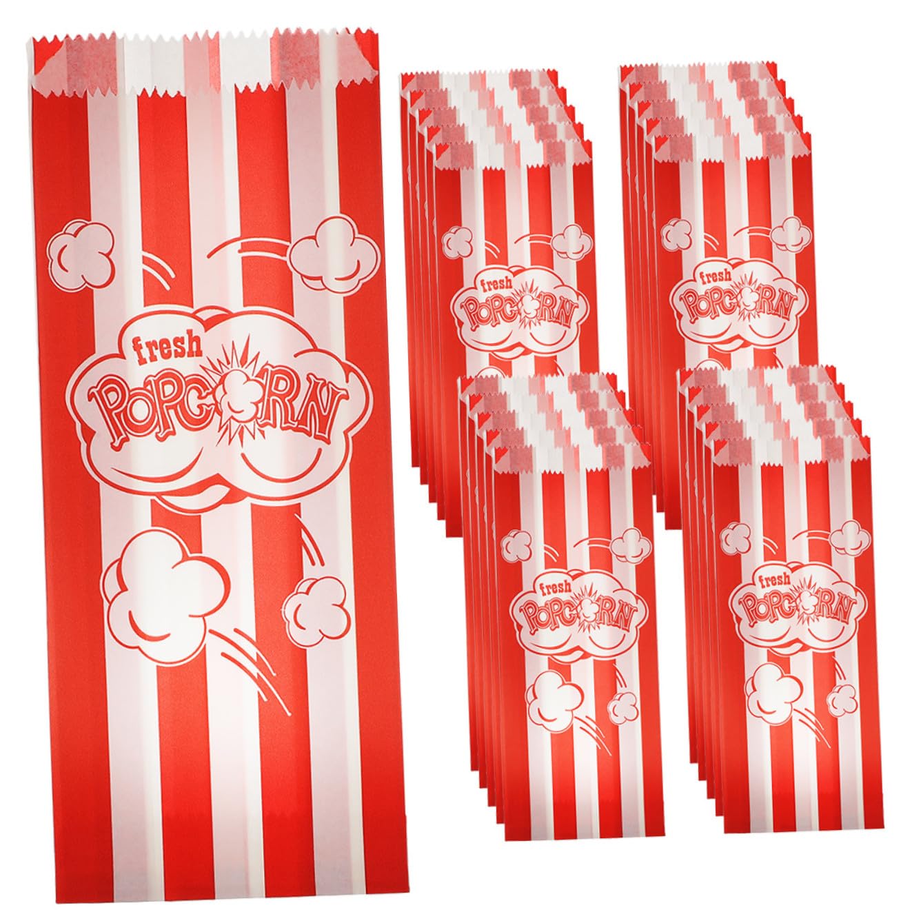 Popcorn Papiertüten 100 Stück 90x50x220mm Ölbeständig Mehrzweck Snack Taschen Für Filmabend Party Und Feiern Klassische Farbkombination Popcornbeutel Snackhalter