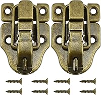 Vista 9 de SDTC Tech Paquete de 2 cajas de estilo retro dorado con cierre de palanca, de metal antiguo, con agujero para candado para joyero, gabinete, caja