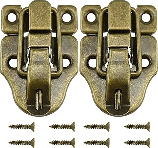 SDTC Tech 2-Pack Retro Bronze Style Toggle Latch - Antique Metal Duckbilled Hasp Catch With Padlock Hole for Jewelry Box, Cabinet, Small Wooden Case, Ordinary Crafts
