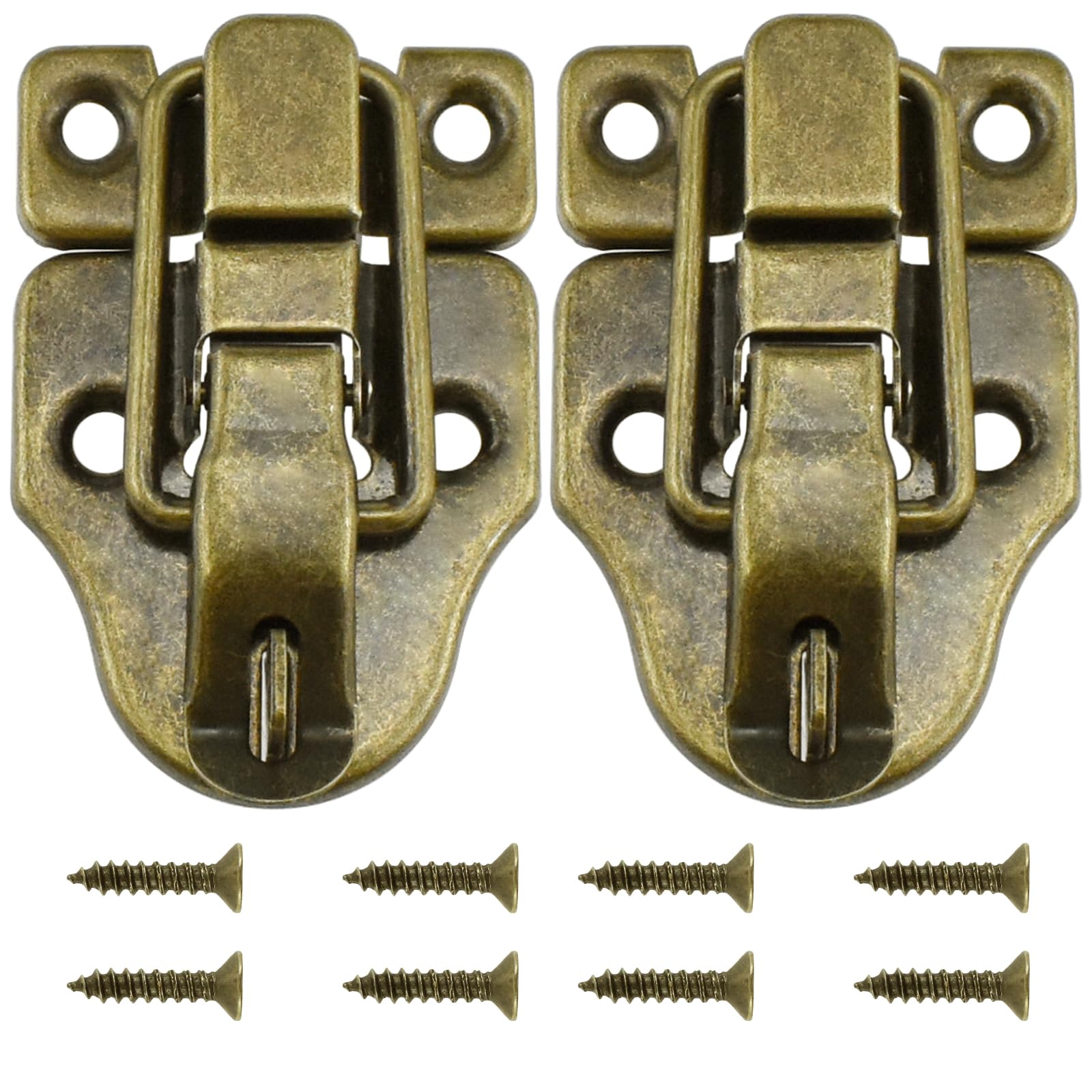 SDTC Tech 2-Pack Retro Bronze Style Toggle Latch - Antique Metal Duckbilled Hasp Catch With Padlock Hole for Jewelry Box, Cabinet, Small Wooden Case, Ordinary Crafts