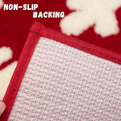 Miniatura 5 de Alfombra de baño roja para decoración de baño, bonita alfombra de baño antideslizante, nieve blanca, decoración del hogar, alfombra de ducha