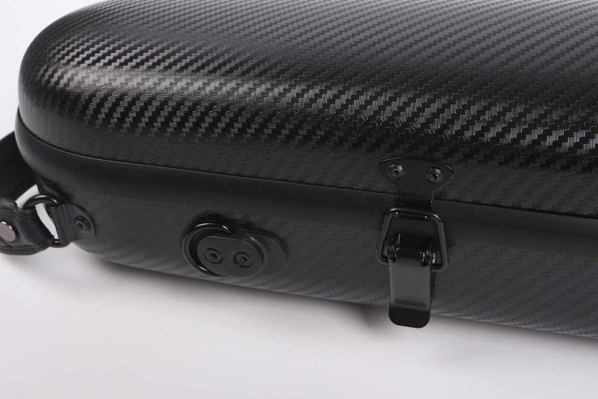 yinfente Triangle 1.95kg Violin Case 4/4 Full size Carbon Fiber Strong Bag 150kg Pressure Full Size With Adjustable Backstrap Two Bow Holder（Black）