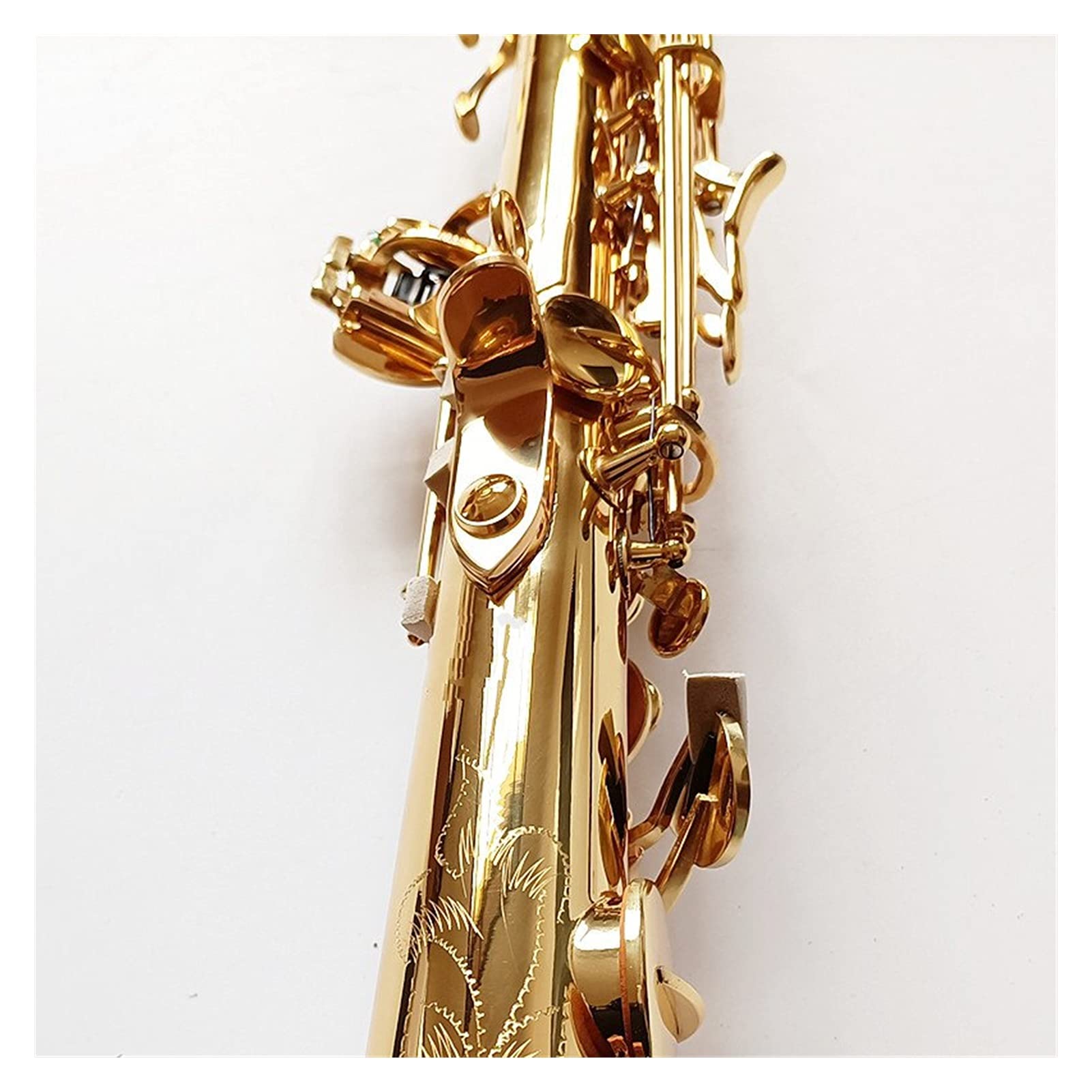 Sax Principianti Kit Ottone Dritto Saxophone SIB SIB Piatto Sassofono Strumento A Fiato Naturale Shell Chiave Intagliare Pattern Strumento a fiato