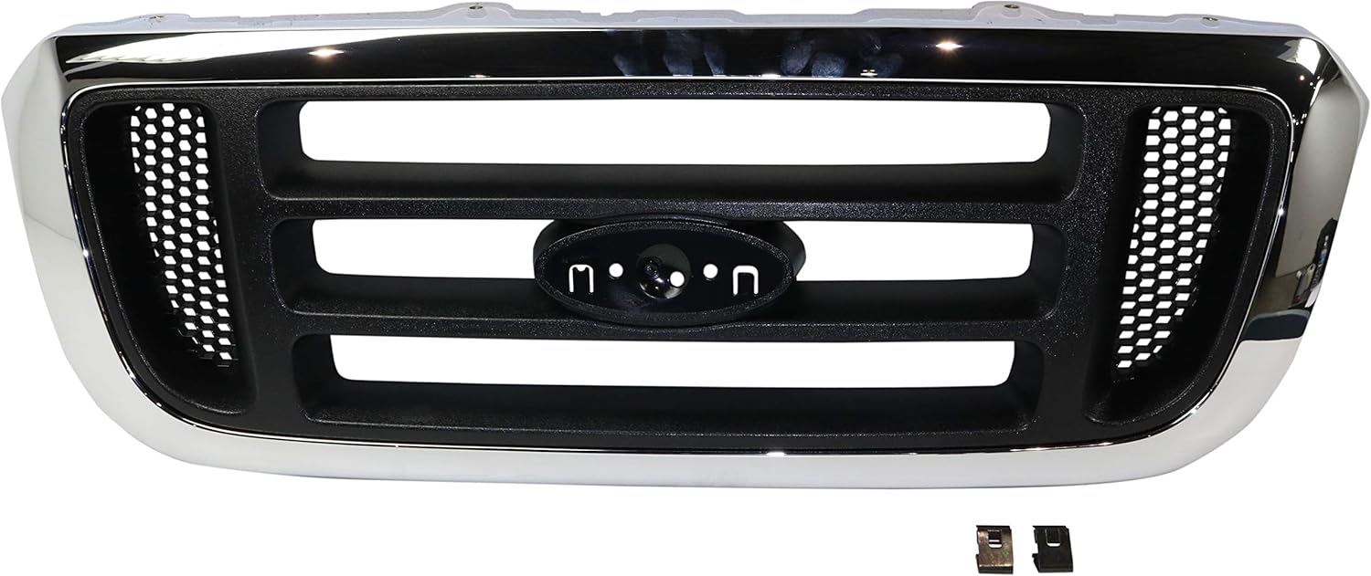 Garage-Pro Grille Compatible with 2004-2005 Ford Ranger Horizontal Bar Insert Chrome Shell/Painted Black Insert 2WD XL/XLT/Edge/Tremor Models