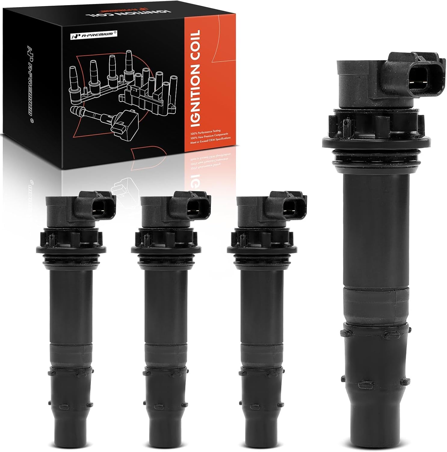 A-Premium Engine Ignition Coil Pack Compatible with Yamaha YZF R1 2002 2003 2004 2005 2006, Replace# 5PW823100000, 4-PC Set
