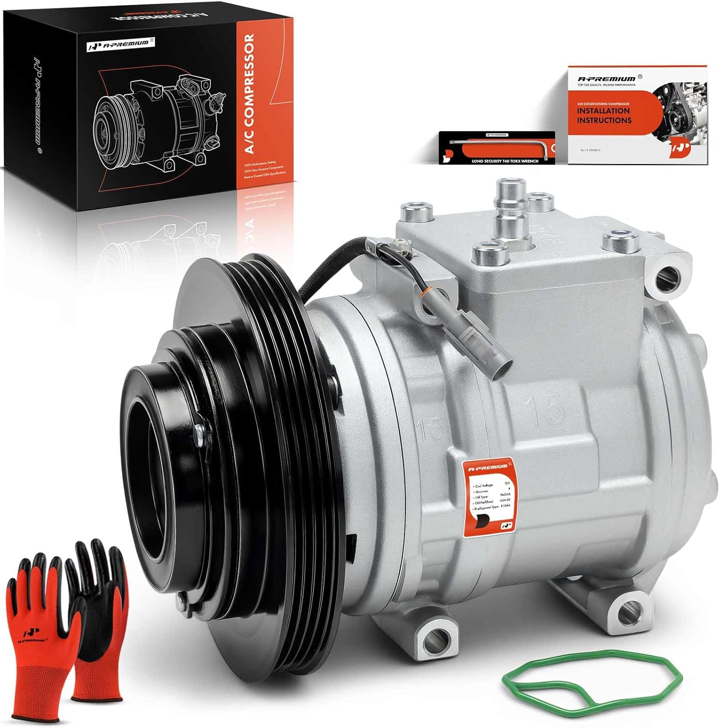 A-Premium Air Conditioner AC Compressor with Clutch Compatible with Toyota Corolla 1989-1997 & Geo Prizm 1989-1992