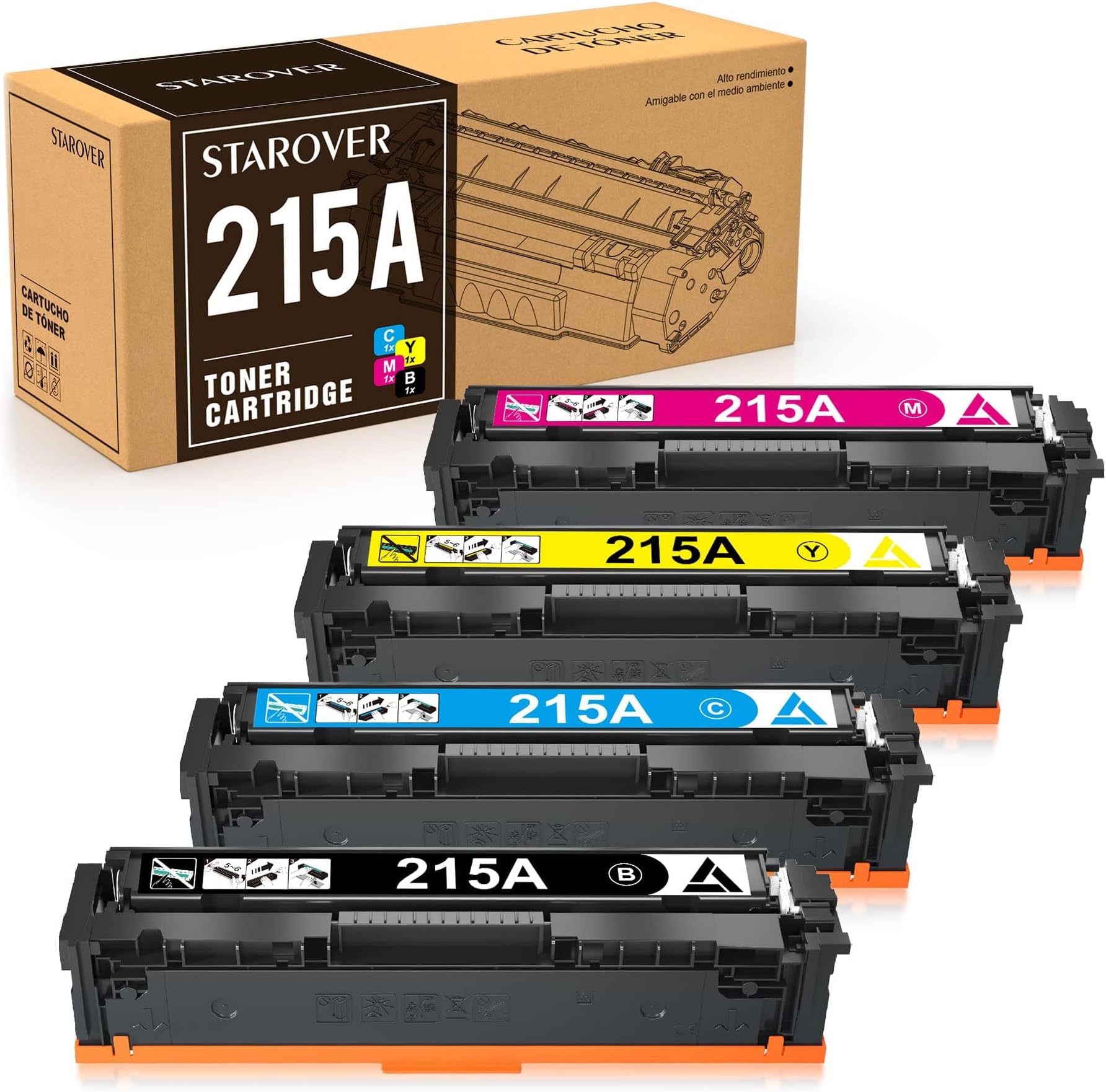 STAROVER 4 Pack 215A Toner Cartridges Compatible with HP 215A W2310A Replacement for HP Color Laserjet Pro MFP M182nw M183fw M155 M182 M183 Printer Ink (Black Cyan Yellow Magenta)