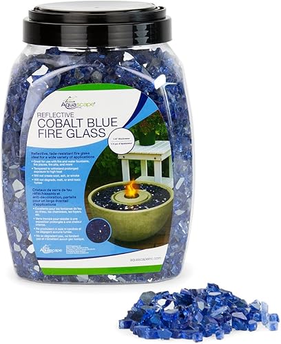 Aquascape Vidrio de fuego azul cobalto para usar con fuentes de fuego y agua, lugares de fuego, hogueras y más, 14 de pulgada, 10 libras  78263