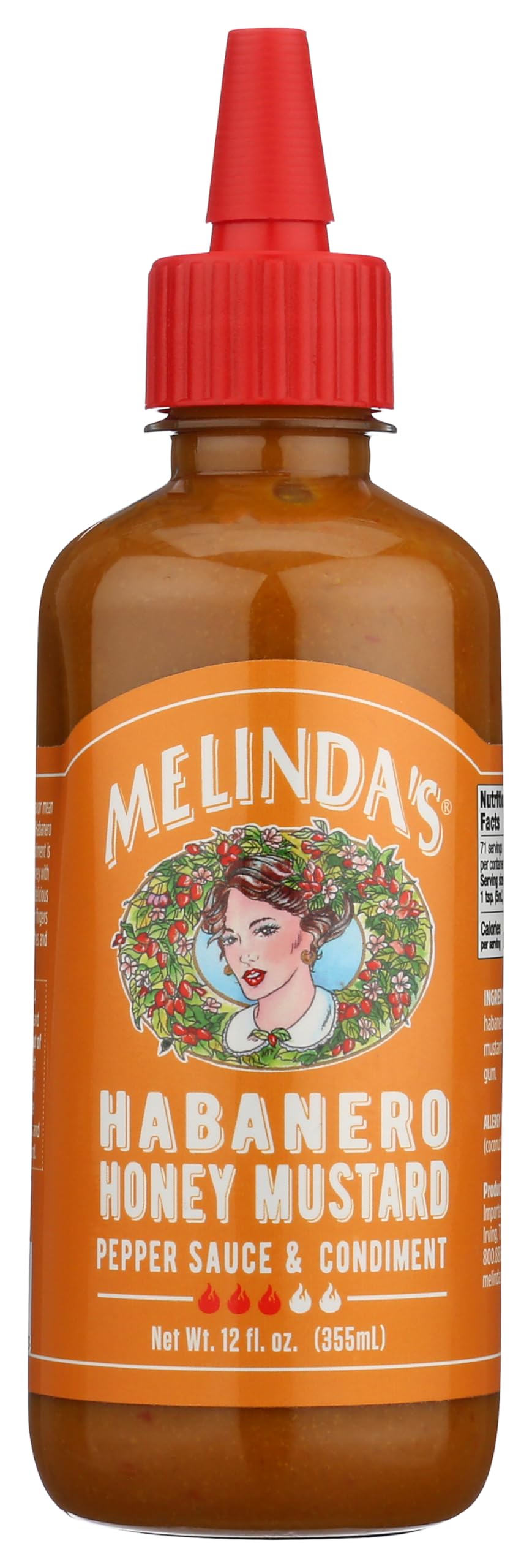 Melinda’s Habanero Honey Mustard - Habanero Hot Sauce with Fresh Peppers, Real Mustard - Gluten Free, Keto Hot Sauce - 12 oz, 1 Pack