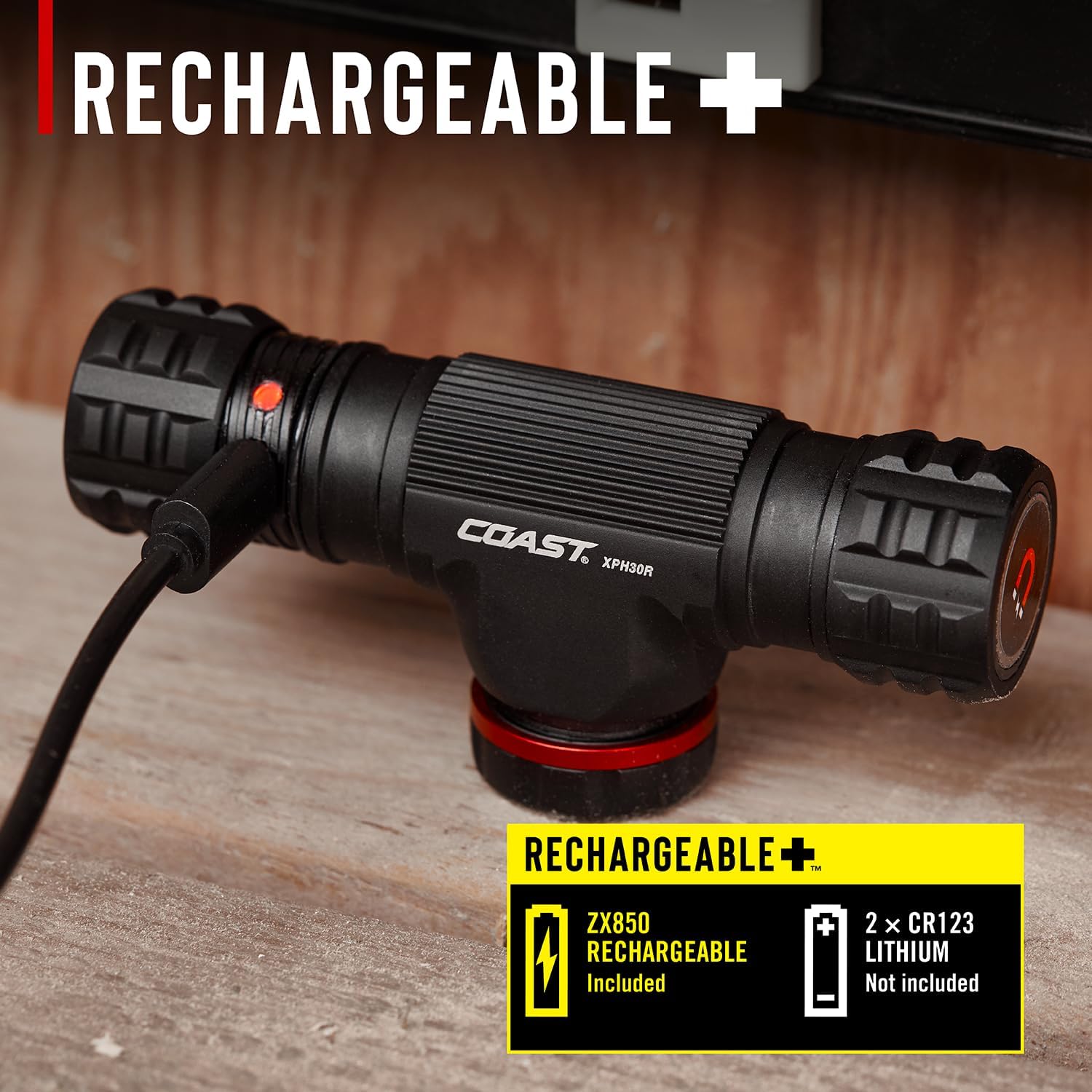 Coast XPH30R 1500 Lumen USB-C Rechargeable Dual Power Headlamp with Twist Focus Beam and Magnetic Base, 4.37 oz. - Desert/Tan