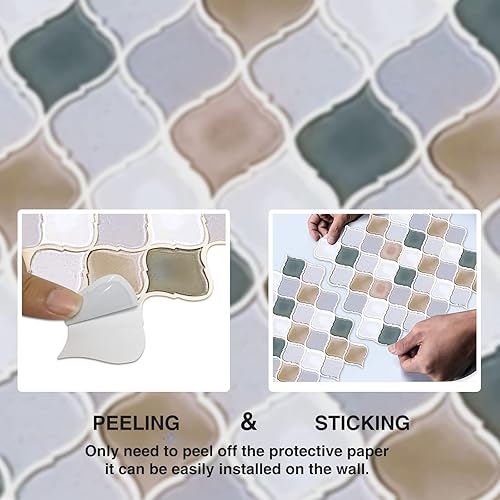Miniatura 3 de Textura 3D de 11 x 10 pulgadas, para salpicaduras de cocina, azulejos para cocina, azulejos de azulejos de despegar y pegar, adhesivos adhesivos