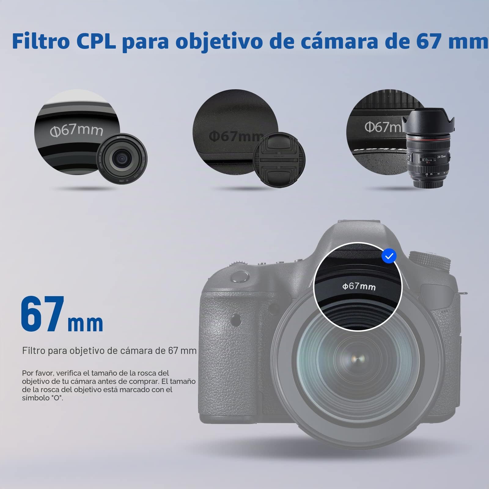 NEEWER 67mm Filtro Polarizador, Filtro CPL con 30 Capas de Película Polarizadora Multicapa, Reducción de Reflejo/Mejora el Contraste/Ultra Delgado/Vidrio Óptico HD para Lentes de Cámara de 67mm