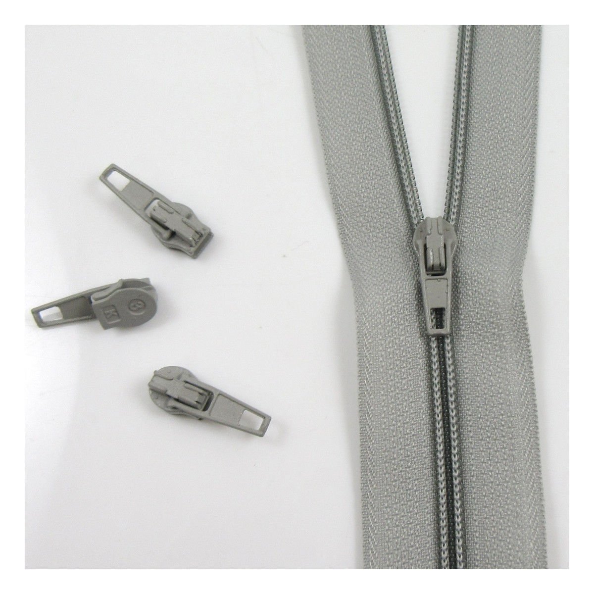 Beads4crafts Grey H310 25 Metres + 50 Sliders No.3 Continuous Zip With Auto Lock Slider 25 Colours Zippers Cushions Upholstery (Grey H310)