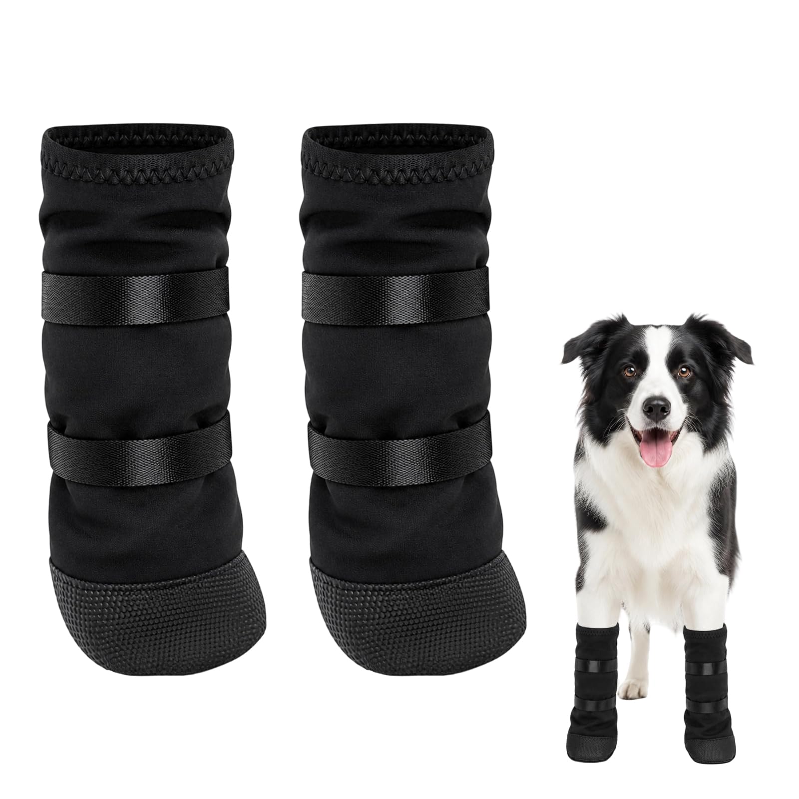 2pcs Dog Booties for Injured Paw, Breathable Wound Protector Boots Non-Slip Paw Recovery Shoes for Outdoor Walking (L,Black)