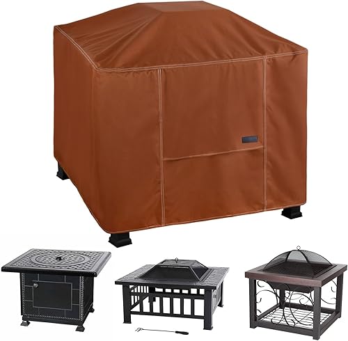 Miniatura 8 de NettyPro Cubierta cuadrada para hoguera, impermeable, resistente, para patio al aire libre, para mesa de fogata de gas propano, 40 x 40 x 24