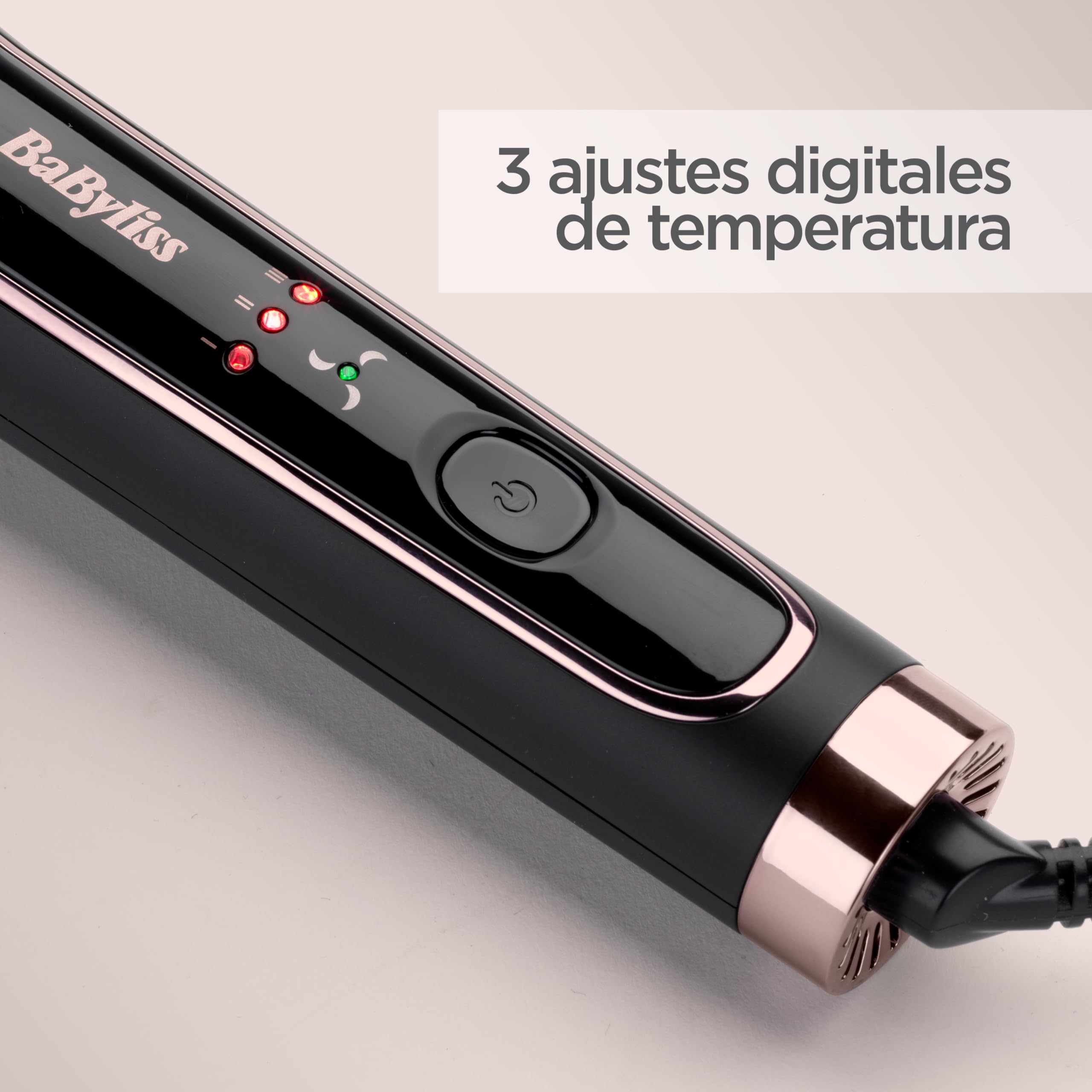 BaByliss C112E Rizador de pelo Curl Style Luxe, ondas duraderas, doble placa cerámica, 3 ajustes de temperatura, función aire frío fija el peinado