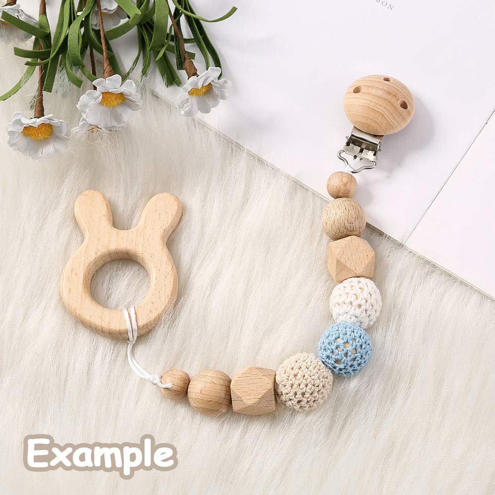 RUBY 10 Stücke Schnullerclip, Natur Schnullerclips Holz Schadstofffrei, Baby Schnuller Clips, Dummy Clip Halter FüR Baby Und Kind (10Stücke-n)