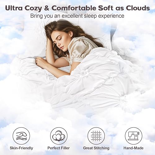 Miniatura 3 de Uspring Juego de ropa de cama tamaño Queen con 2 fundas de almohada, colcha acolchada ligera y suave, juego de edredón floral acogedor y elegante