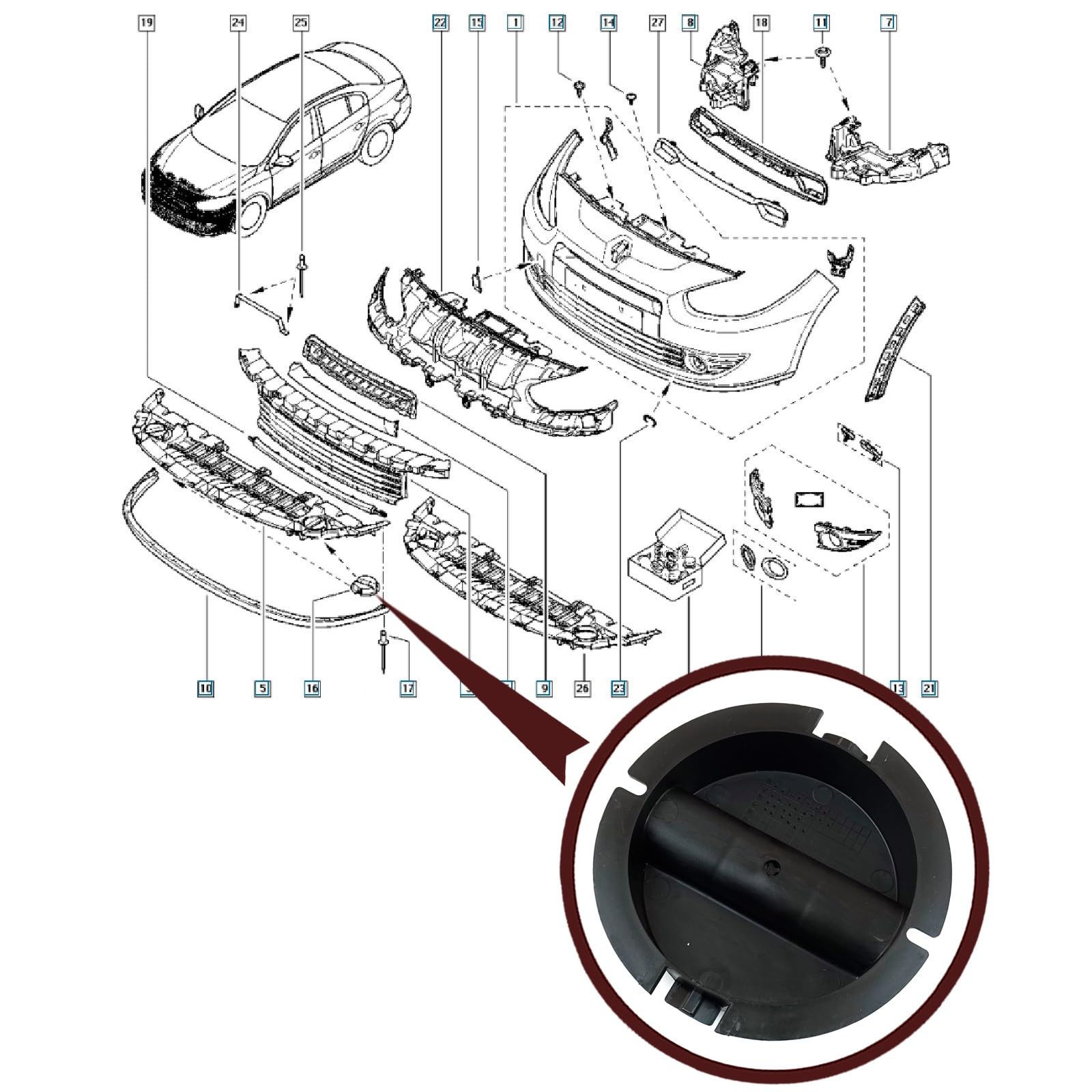 Amazon.com: BROSSBSP993 Front Bumper Air Cover Spoiler Cap 
