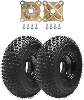 ZARKO 19×7-8 (180/80-8) Tubeless ATV Tires and Iron Wheels 2 Pack – 4PR Off-Road Tire & Rim Set with 24T Rear Hubs, 4 Bolt 110 mm Fit for Quad Go Kart 4 Wheeler Buggy