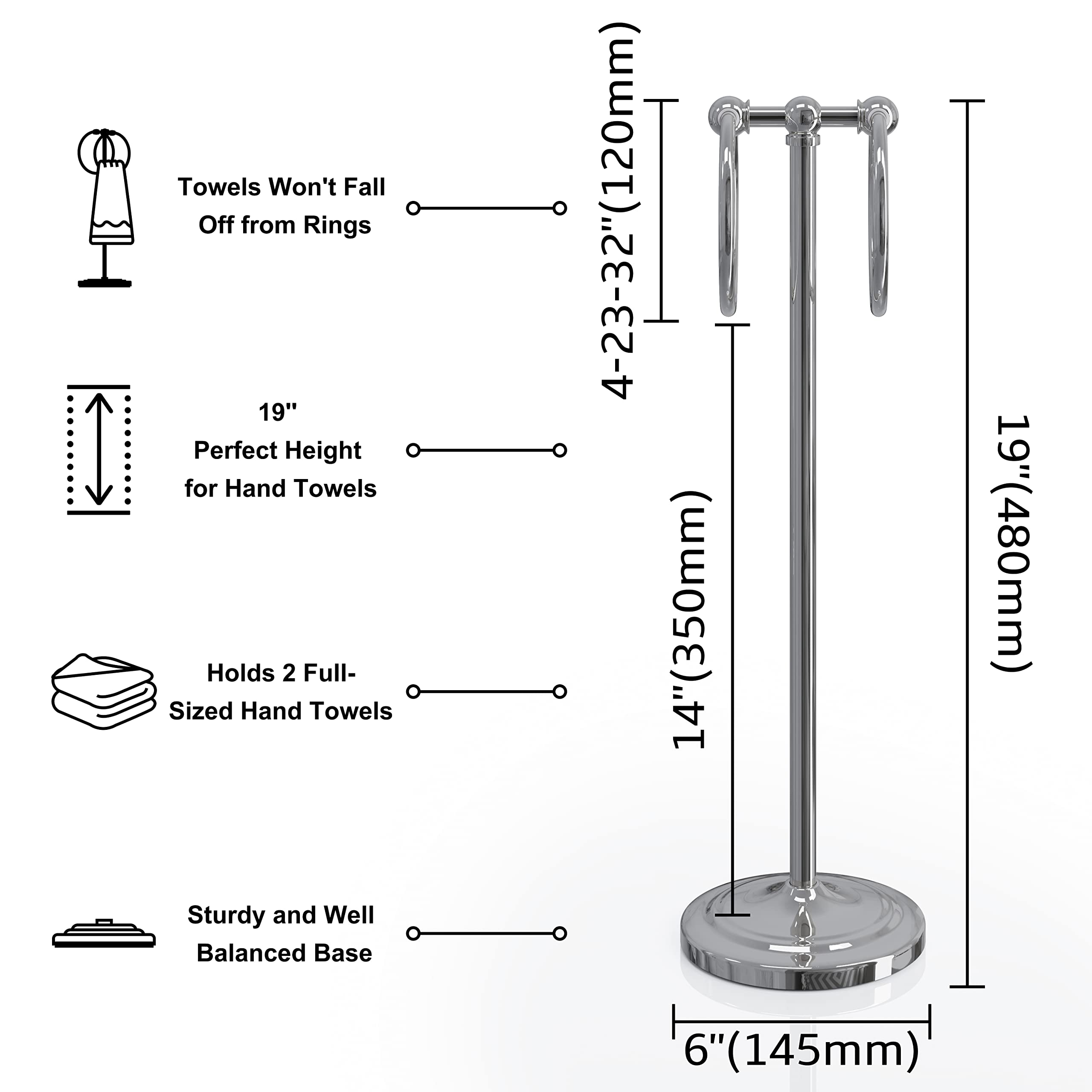 BGL Fingertip Towel Holder Stand Hand Towel Ring for Bathroom or Kitchen Vanity Countertops to Store Hand Towels Washcloths or dishcloths - Image 2