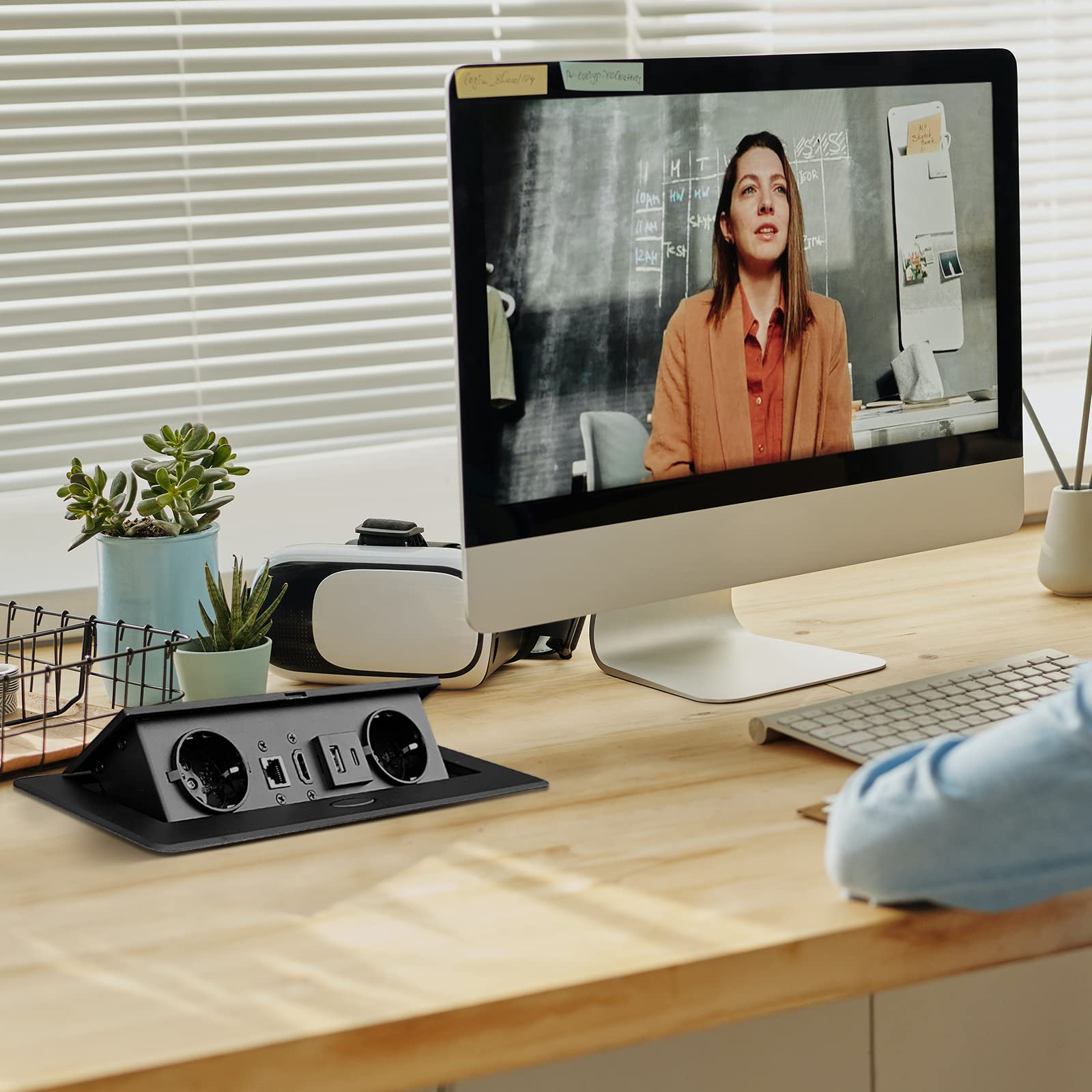 Prise encastrable de table - Prise escamotable avec USB LAN HDMI Type Max 20 W - Charge intelligente - Noir
