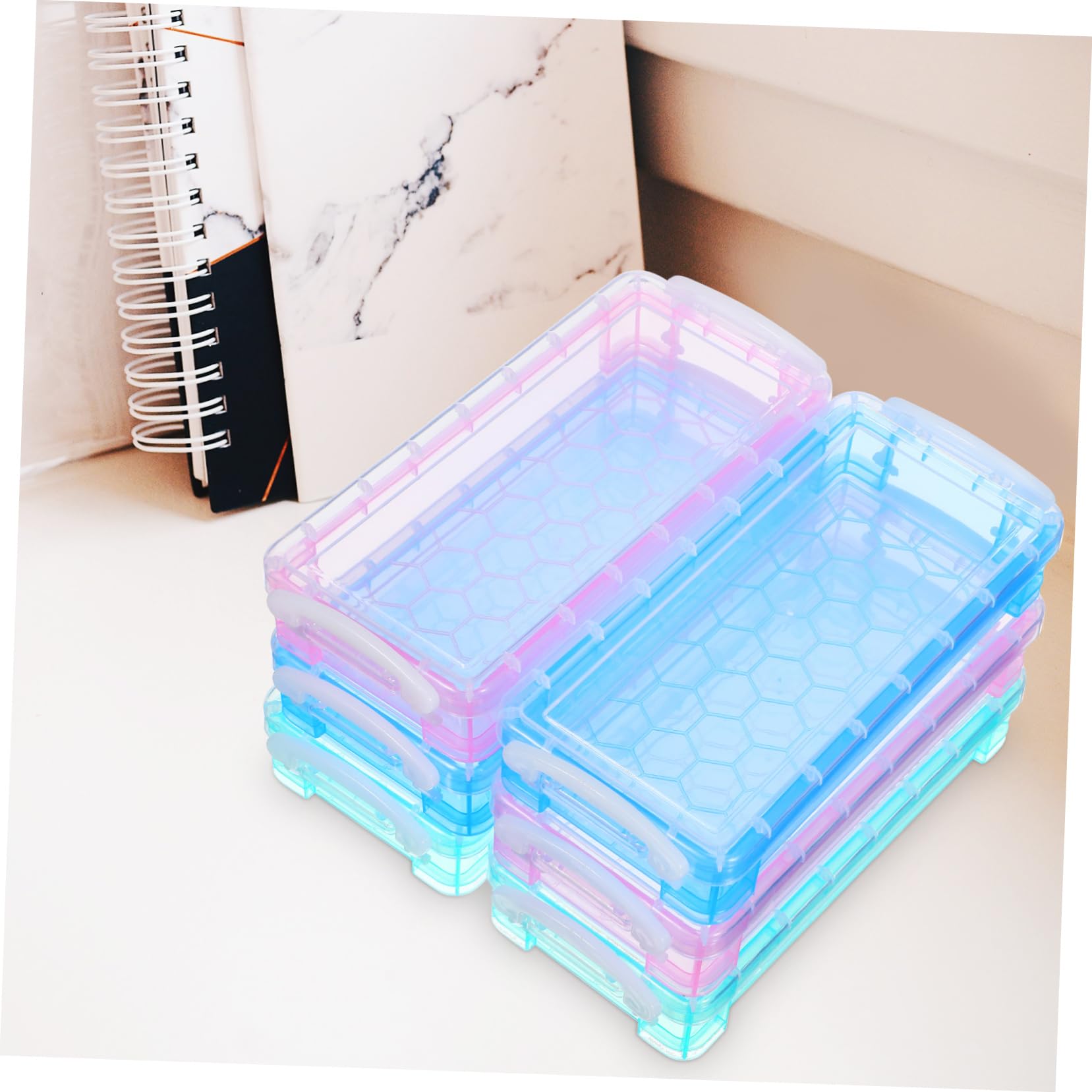6pezzi Astuccio Trasparente Per Matite e Cancelleria Di Organizzatore Plastica Per Scuola e Ufficio Resistente e Spazioso