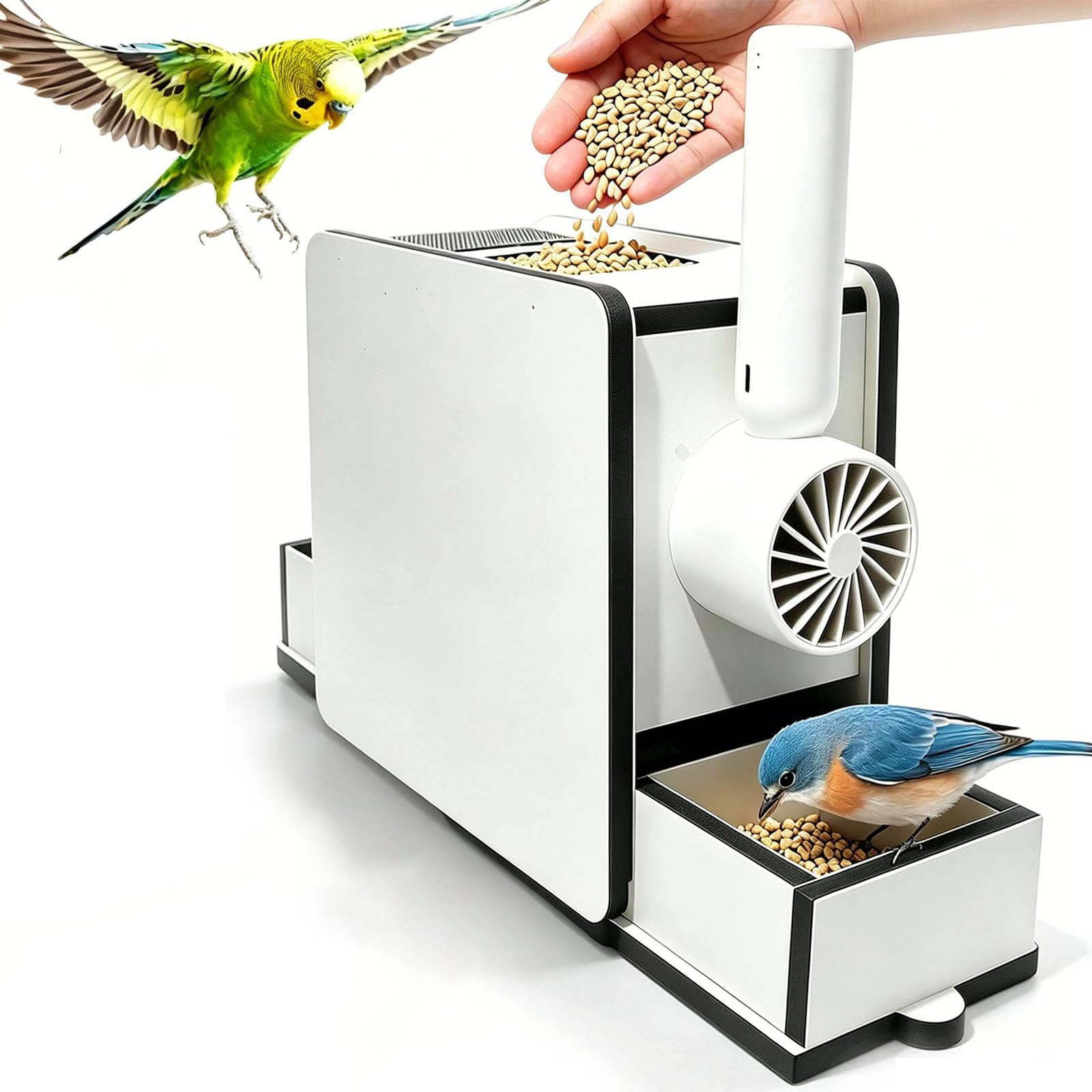 Séparateur de Coquilles de Graines pour Oiseaux Rechargeable, Machine d'Élimination Rapide de Coques de Graines Réglable, Accessoire Durable pour l'Alimentation des Perroquets