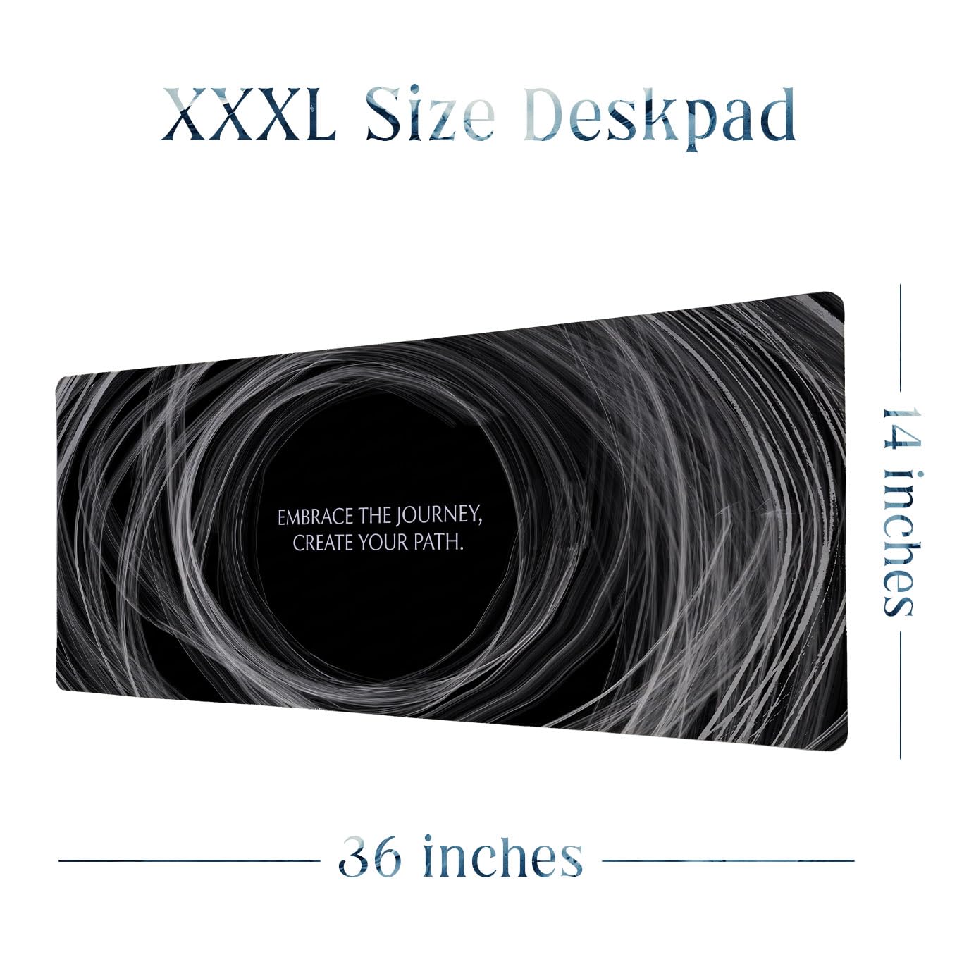 SoulAbiti The Journey Vortex Motion Extended Desk Pad (36x14 Inch) - Mindfulness Productivity XXL Mouse Pad - Non-Slip Rubber Base & Stitched Edges 1
