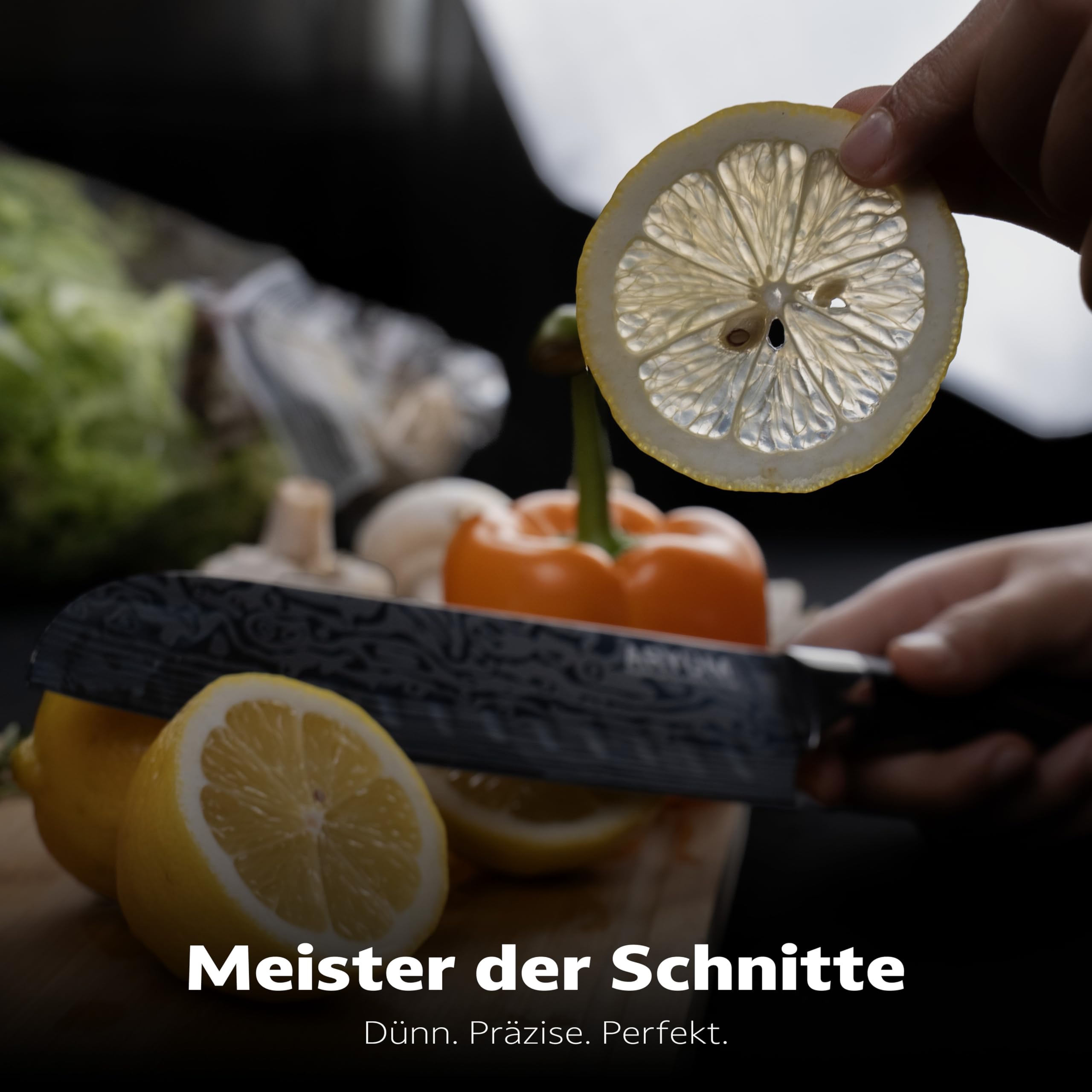 Aryum Messerset, 3-teiliges Küchenmesser Set aus hochwertigem deutschem Edelstahl 1.4116, Kochmesser Set mit Chefmesser Santokumesser Allzweckmesser. Scharfes Messer Set mit Pakkaholz Griff