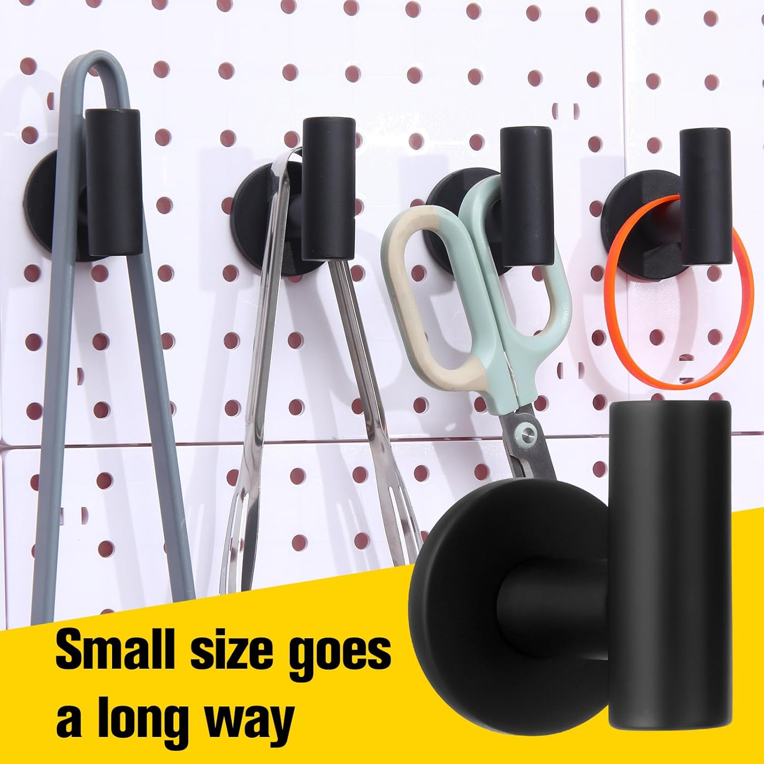 Therwen Black Magnetic Hooks Heavy Duty Neodymium Coat Hooks Magnetic Hanger for Refrigerator, Metal Door, Locker for Hanging Towel, Coat, Bag, Umbrella(8 Pcs)