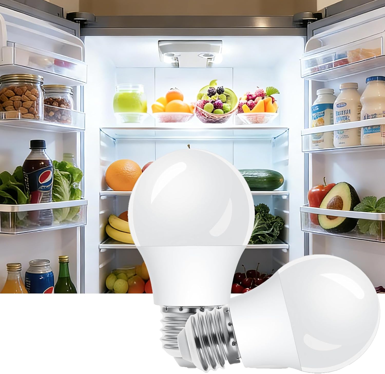 Flaspar A15 LED Bulb 40Watt Equivalent, 5000K Daylight White, 500 Lumens Bulb, E26 Base, Non-Dimmable, A15 5W LED Light Bulbs for Ceiling Fan, Modern & Rustic Lighting Fixtures, Refrigerator, 2 Pack
