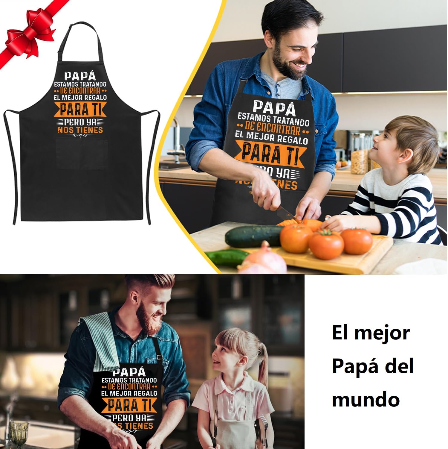Gkmamrg Papá Delantales de Cocina - Regalo para Papá Padre- Delantal ajustable Delantales de chef para cocina, barbacoa, restaurante de jardinería, barbacoa, café Regalo Pere