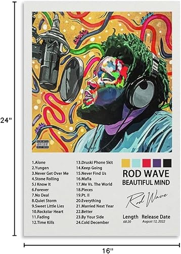 Vista 42 de VOXN Póster con diseño de ondas de barra, póster de álbum de la mente hermosa, póster de los años 90, arte de pared, decoración estética, pósteres