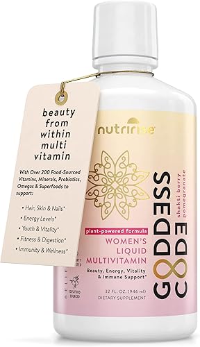 Miniatura 1 de NutriRise Multivitamínico líquido para mujer  Uñas y belleza para el cabello con vitamina C y D3, biotina, zinc y probióticos para la salud