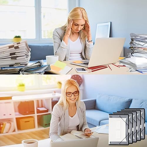 Miniatura 4 de Carpeta de archivos expandible organizador de documentos r con solapa y cierre de cable, bolsa de documentos transparente impermeable, expansión de