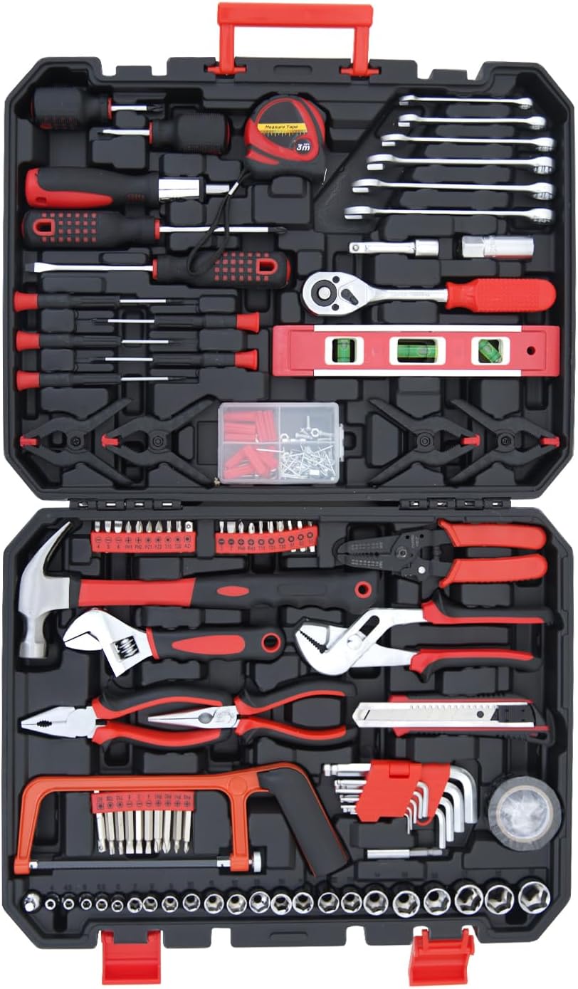 Hantinstom 237-Piece Household Tools Kit Essential Home Repair Set with Plastic Toolbox Ideal for College Students, Home Use & More