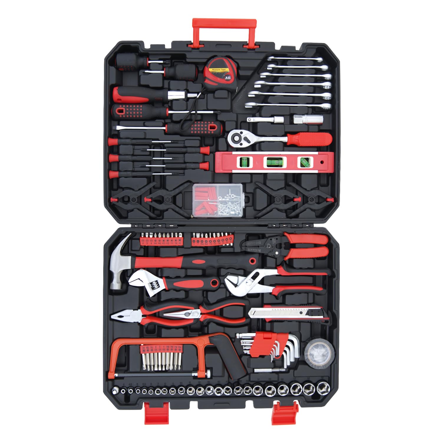 Hantinstom 237-Piece Household Tools Kit Essential Home Repair Set with Plastic Toolbox Ideal for College Students, Home Use & More