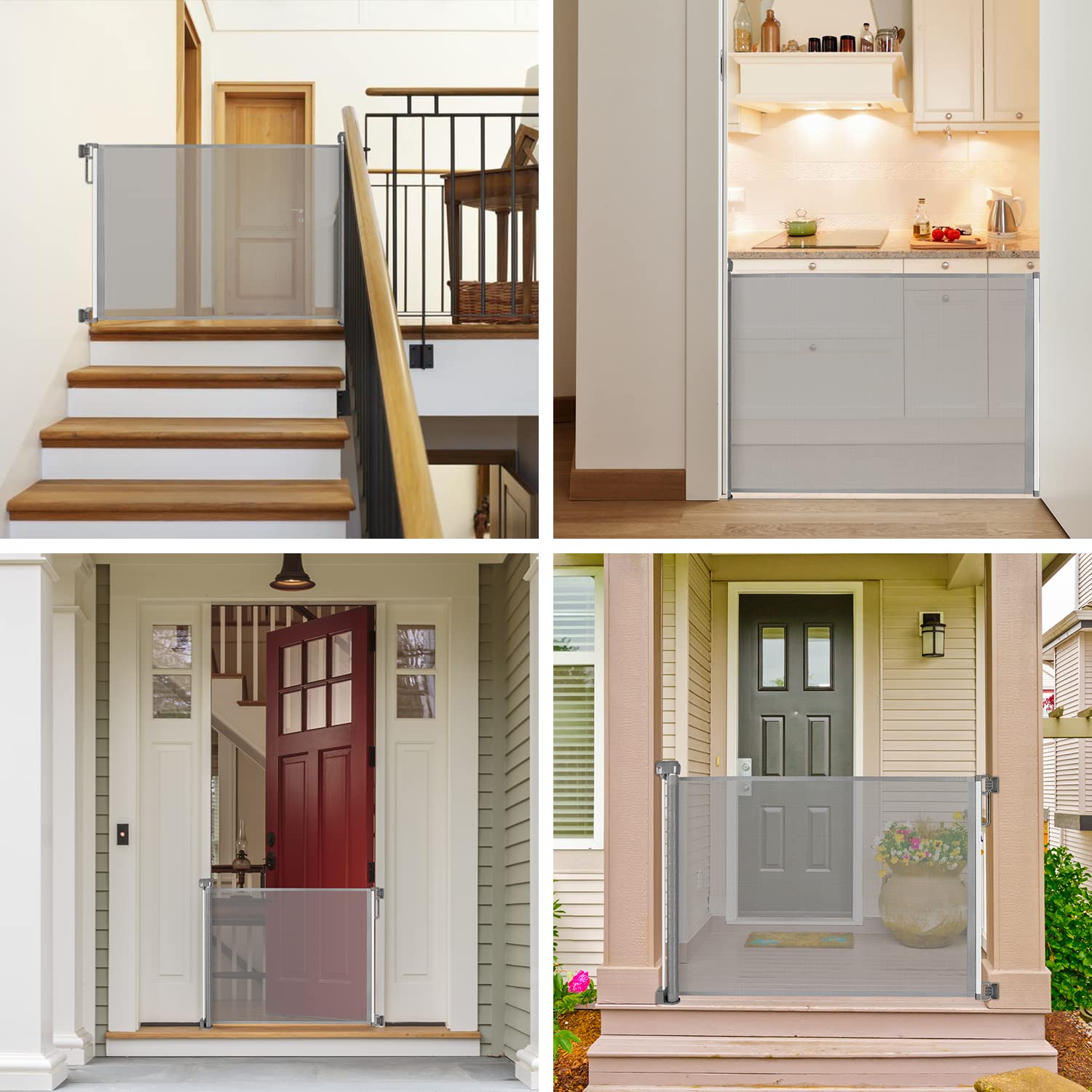 Retractable Baby Gate Extra Wide 35" Tall, Extends to 70" Wide Mesh Pet Gates for Kids or Pets with 2 Sets of Mounting Hardware Movable Indoor Outdoor Dog Gates for Doorways, Stairs (35" x 70")