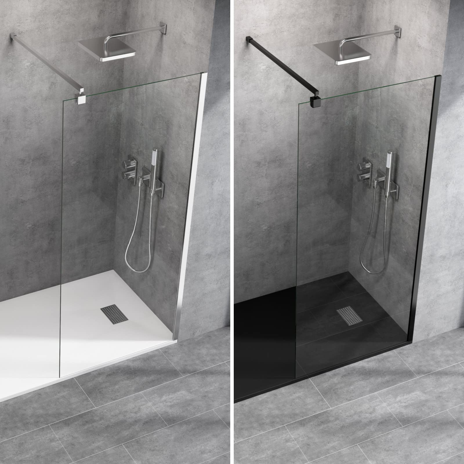WITEN&NOCK Duschwand Glas Walk In Dusche 60x195 cm(für klein duschkabinen) mit Nano Beschichtung 8 mm Duschtrennwand Glas Badewanne Sicherheitsglas ohne Duschtasse