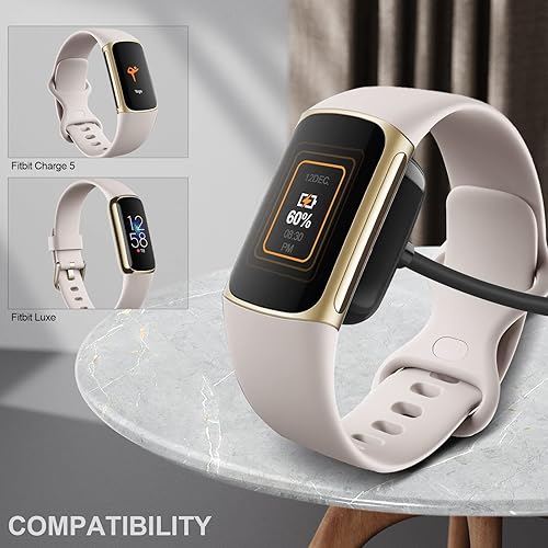 Vista 11 de Cargador para Fitbit Luxe/Fitbit Charge 5, paquete de 2 cables de carga USB de repuesto compatible con Fitbit Luxe/Fitbit Charge 5 Smartwatch